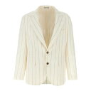 ブルネロ・クチネリ Brunello Cucinelli Pinstriped deconstructed blazer MR4747BFD1C001 Men スーツ・ジャケット Beige IT48 IT50 IT52 IT56 54 52 50 48 【送料無料・関税込】