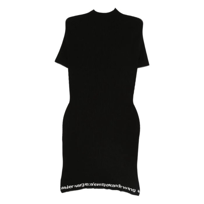 【楽天ブラックフライデー最大80%OFF+P2倍~】alexanderwang アレキサンダーワン レディース ワンピース・ドレス・オールインワン 4KC1266045001 RIBBED SHORT-SLEEVE FITTED DRESS 001 BLACK M S L XS 【送料無料・関税込】