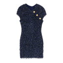 バルマン Balmain Short Boucl Dress With Buttons ウィメンズ ウェア トップス ワンピース・ドレス・オールインワン Blu...