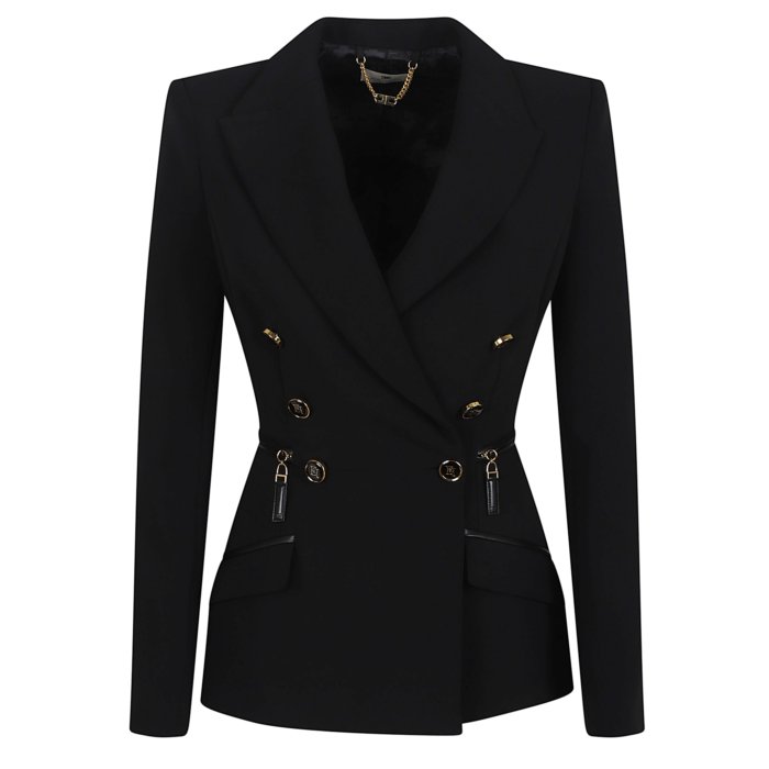 楽天Stok（ストック）【楽天ブラックフライデー最大80％OFF+P2倍~】Elisabetta Franchi エリザベッタ フランキ レディース ブレザー・ジャケット GI17256E2110 GIACCA 110 NERO 40 42 44 46 38 48 【送料無料・関税込】