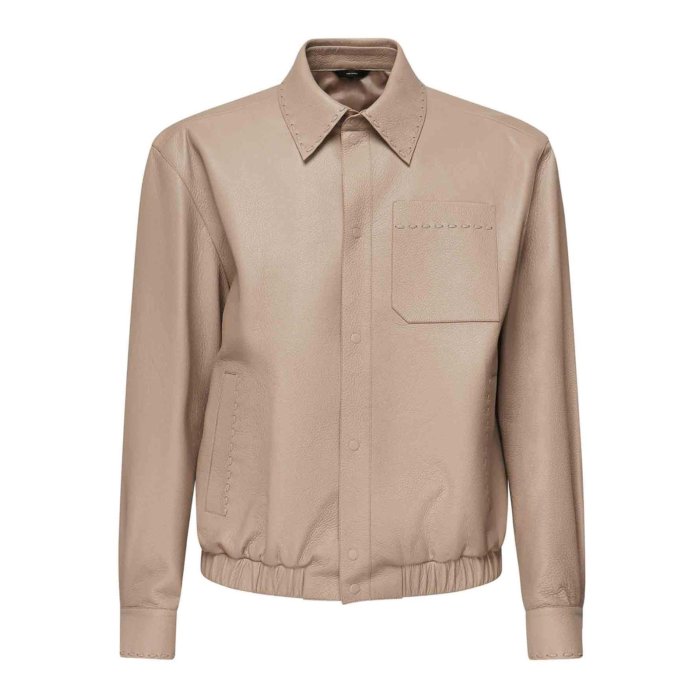 FENDI フェンディ メンズ レザー&ファージャケット・コート FPJ884ATG3F0QB9 Selleria Leather Jacket Beige 5...