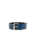 モスキーノ MOSCHINO Metal logo leather belt 80228010BLU Men ベルト・サスペンダー Blue 54 52 【送料...