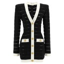 バルマン Balmain Two-tone knit dress DF1R8053KG59EAB Women ワンピース・ドレス・オールインワン White/B...