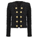 バルマン Balmain Lurex tweed blazer EF1SK048KB19EAD Women スーツ・ジャケット Black FR36 FR38 ...