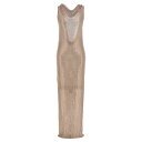 セルフ・ポートレイト self-portrait 'Silver Rhinestone Drape Maxi' dress PF25009XSLSILVER W...