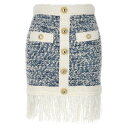 バルマン Balmain Fringed tweed skirt CF1LB293KF88SLJ Women スカート Light Blue FR34 FR36 FR38 36 38 【送料無料・関税込】