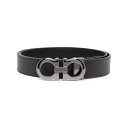 フェラガモ FERRAGAMO HAMMERED LEATHER REVERSIBLE GANCINI BELT 6755420689112TMORONERO ...