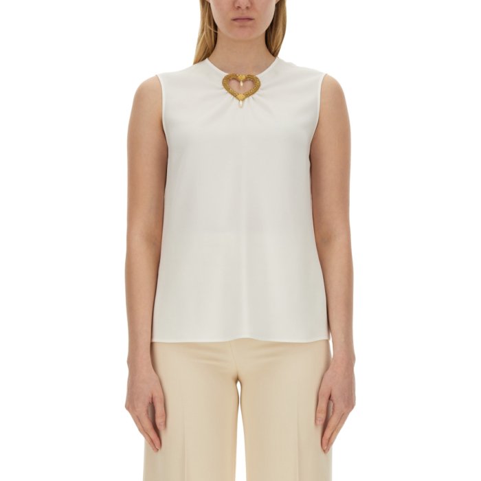 MOSCHINO モスキーノ レディース タンクトップ・キャミソール 080704338001 BLOUSE WITH HEART APPLIQU..