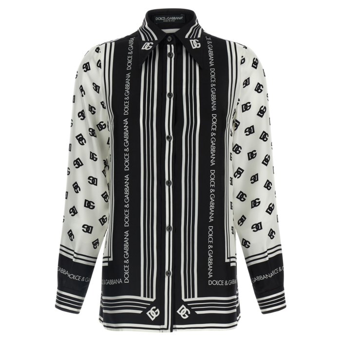 Dolce & Gabbana ドルチェガッバーナ レディース シャツ・ブラウス F5S48THI1Z6HA9CN DG print shirt White/Black IT38 IT40 IT44 IT46 IT50 38 40 44 46 【送料無料・関税込】