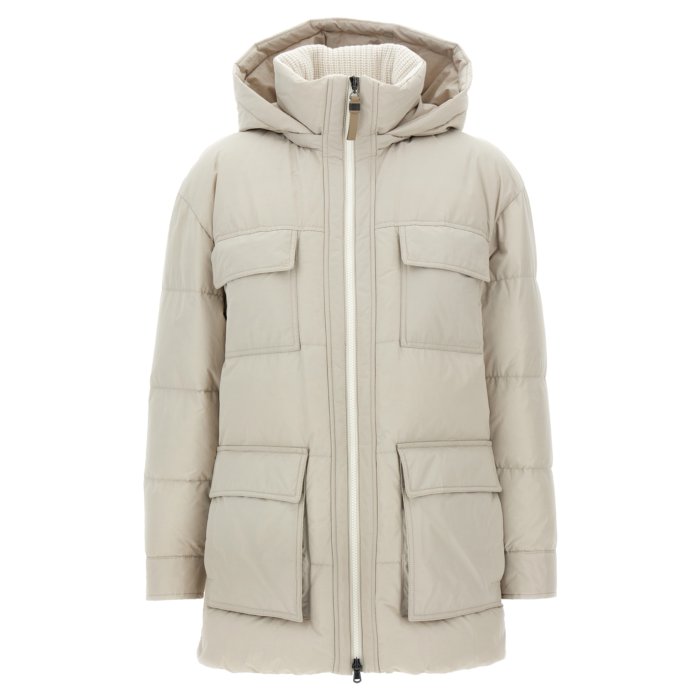 ブルネロ・クチネリ Brunello Cucinelli Knitted neck down jacket MG5017784C7958 Women コート・ダウン Beige IT38 IT40 IT42 【送料無料・関税込】