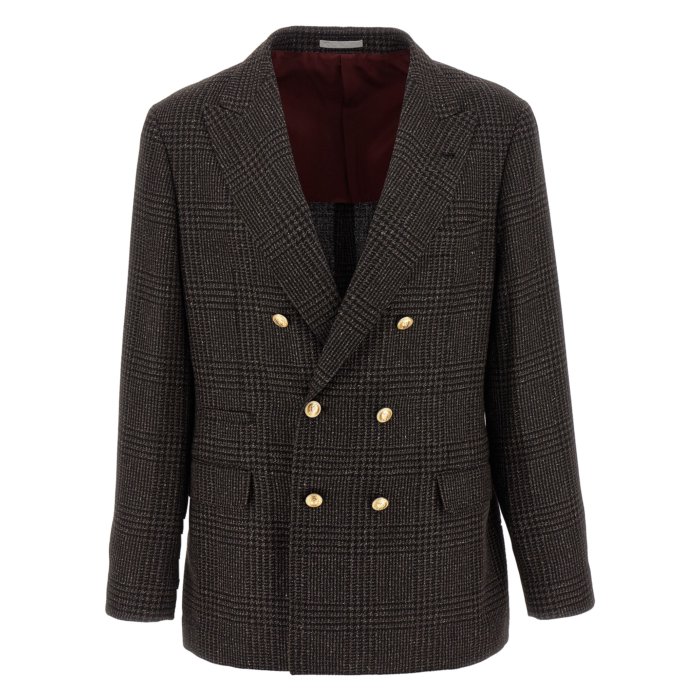 ブルネロ・クチネリ Brunello Cucinelli Prince of Wales blazer MV4167BPDGC040 Men スーツ・ジャケット Brown IT50 IT52 IT54 IT48 48 52 54 【送料無料・関税込】