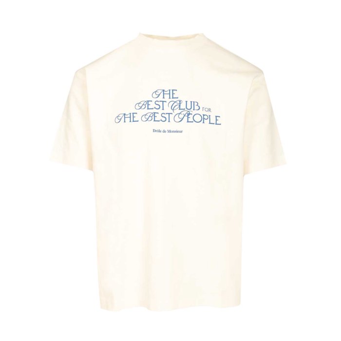 Drole De Monsieur ドロールドムッシュ メンズ Tシャツ・カットソー ITS273CO002OW "The Best Club" T-shirt White 3XL 4XL 5XL L M S XL XS 2XL 2XS 【送料無料・関税込】