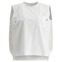 サカイ sacai Cotton jersey and nylon twill tank top 2507695101 Women タンクトップ・キャミソール ...