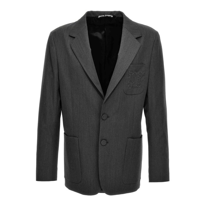 パームエンジェルス Palm Angels Monogram Pocket Blazer PMEN044R24FAB0010505 Men スーツ・ジャケット Grey 48 50 【送料無料・関税込】