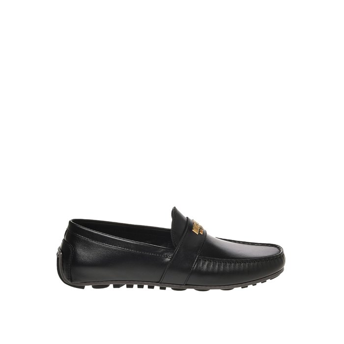 【楽天ブラックフライデー最大80%OFF+P2倍~】MOSCHINO モスキーノ メンズ ローファー MB10380G1GGA0000NERO Metallic letters loafers Black 40 【送料無料・関税込】