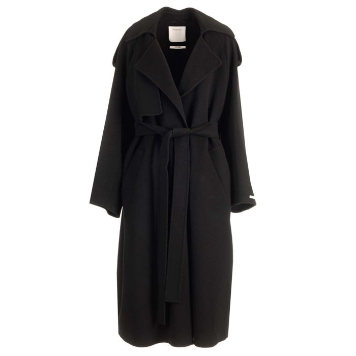 Sportmax スポーツマックス レディース コート・ダウン 2512011021600747013 Black wool trench coat "Fiore" Black IT34 IT36 IT38 IT40 IT42 IT44 IT46 IT48 IT50 IT52 IT54 40 38 42 【送料無料・関税込】