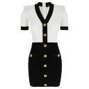 バルマン Balmain Knitted dress FF1R6033KI50EAB Women ワンピース・ドレス・オールインワン White/Black F...