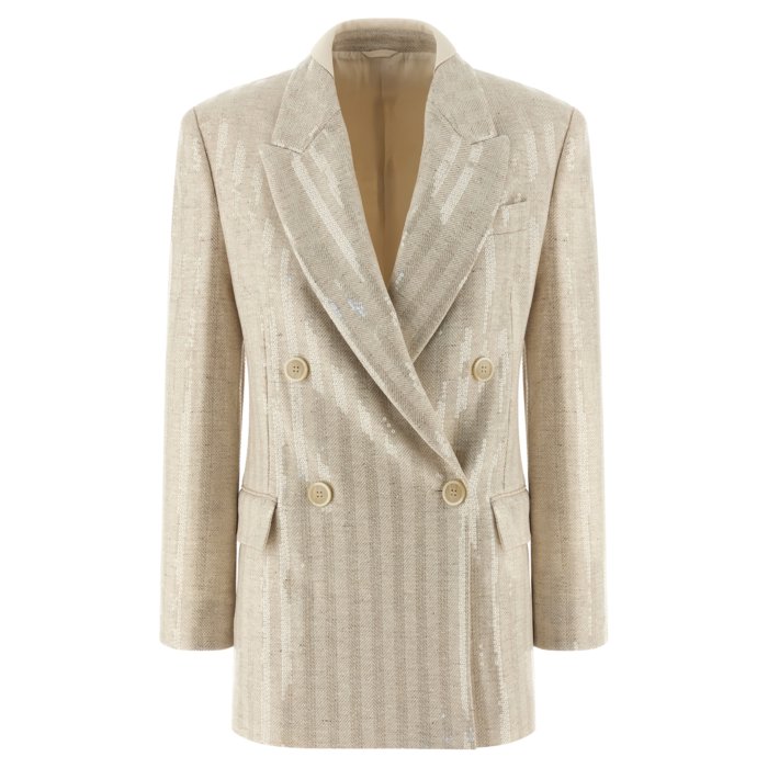 Brunello Cucinelli ブルネロ・クチネリ レディース ブレザー・ジャケット MY4517528C810 Sequin blazer Beige ...