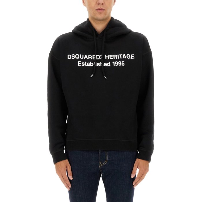 Dsquared2 ディースクエアード メンズ スウェット・フーディー S74GU0897S25516900 SWEATSHIRT WITH PRINT BLACK XL L M S 【送料無料・関税込】