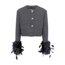 プラダ Prada Cropped Jacket With Feather P521OR13XKSOOOF0480 Women カジュアルジャケット・ベスト D...