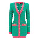 バルマン Balmain TWO-TONE KNIT DRESS ウィメンズ ウェア トップス ワンピース・ドレス・オールインワン Green FR34 FR3...