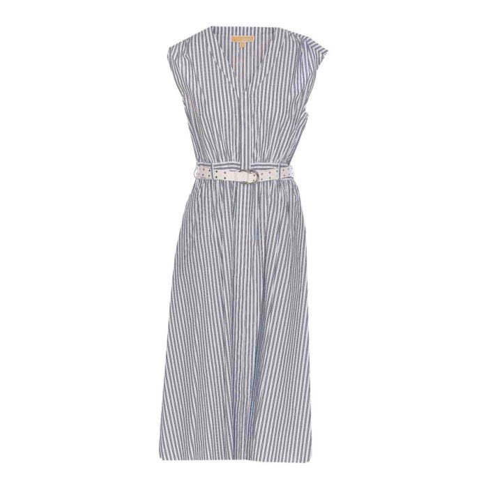 マイケル・マイケル・コース MICHAEL MICHAEL KORS White And Light Blue Dressv-Neck MS5830KHJ7409 Women ワンピース・ドレス・オールインワン Blue L S XS 【送料無料・関税込】