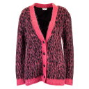 サンローラン Saint Laurent Animalier jacquard cardigan in pink ウィメンズ ウェア トップス ニット・セーター...