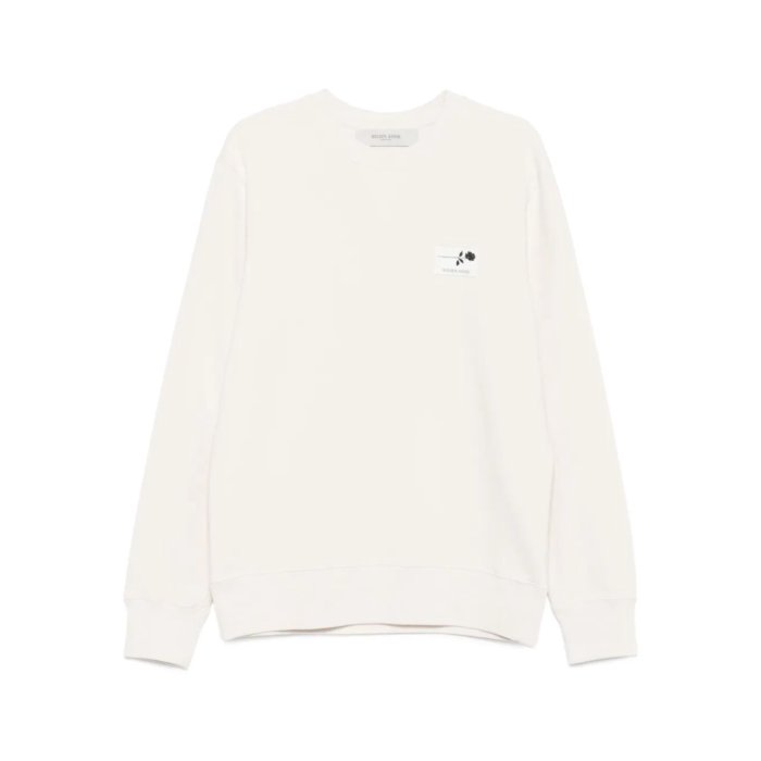 Golden Goose ゴールデングース メンズ スウェット・フーディー GMP01223P00213982432 COTTON CREWNECK SWEATSHIRT WITH PRINT ON THE BACK 82432 ARTIC WOLF/BLACK L M S XL 【送料無料・関税込】