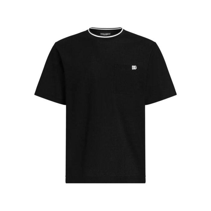 【楽天ブラックフライデー最大80%OFF+P2倍~】Dolce & Gabbana ドルチェガッバーナ メンズ Tシャツ・カットソー G8ST3ZHU7UTN0000 COTTON PIQUE T-SHIRT WITH CONTRASTING COLLAR N0000 NERO 50 48 52 54 46 【送料無料・関税込】