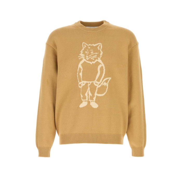 Maison Kitsune メゾン キツネ メンズ ニット・セーター・カーディガン OM00802KT10300102 Ochre cotton blend sweater Yellow L M S XL XS 【送料無料・関税込】