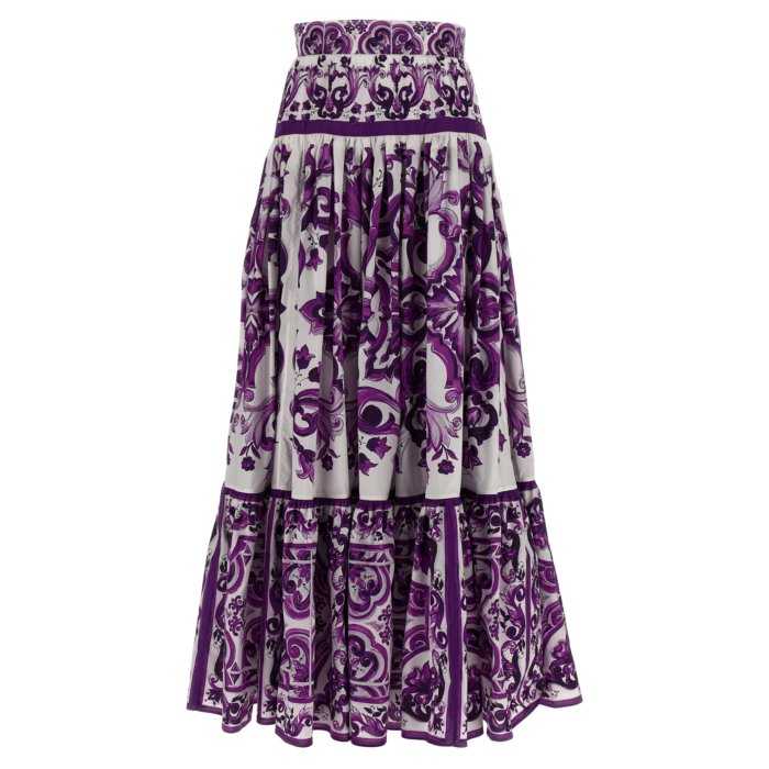 【楽天ブラックフライデー最大80%OFF+P2倍~】Dolce & Gabbana ドルチェガッバーナ レディース スカート F4CX0THH5EWIP3TN Majolica print skirt Purple IT38 IT40 IT42 IT44 IT46 IT48 40 42 44 48 46 38 【送料無料・関税込】
