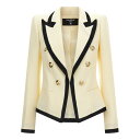 バルマン Balmain Maxi shoulder strap blazer FF1SE165VI29GWO Women スーツ・ジャケット White/Bl...