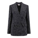 アレキサンダー・マックイーン Alexander McQUEEN Double-breasted broken pinstripe blazer 768496Q...