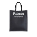 アレキサンダー・マックイーン Alexander McQUEEN Black leather tote bag 6685911AAEY1073 Men トートバ...
