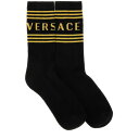 ヴェルサーチェ VERSACE SOCKS WITH LOGO 10088351A131072B130 Men アンダーウェア BLACK L M S 【送料無...