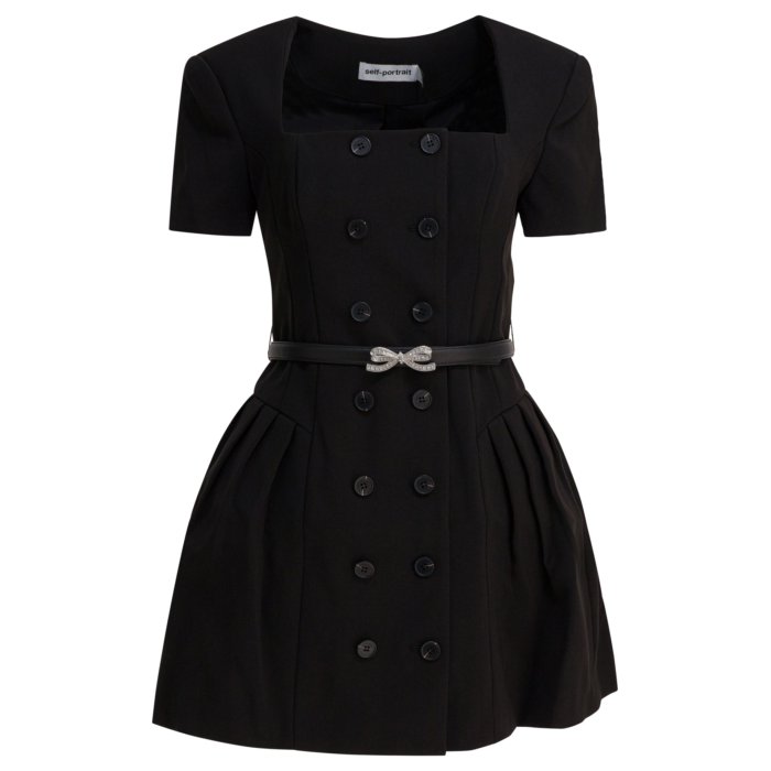 楽天Stok（ストック）【楽天ブラックフライデー最大80％OFF+P2倍~】self-portrait セルフ・ポートレイト レディース ワンピース・ドレス・オールインワン AW25082SBBLACK Short flared dress Black 10 4 6 8 12 14 16 【送料無料・関税込】