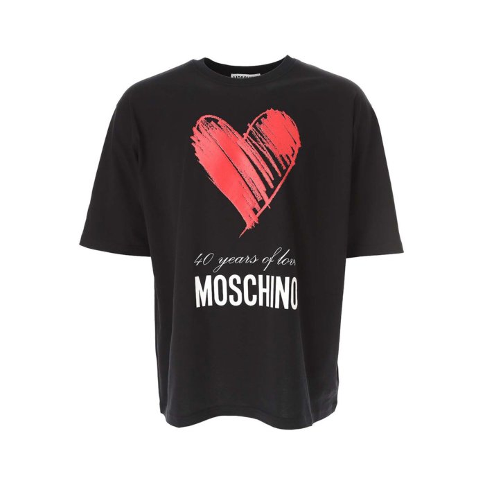 MOSCHINO モスキーノ メンズ Tシャツ・カットソー 77522411555 40 Years Tshirt Black 54 【送料無料・関税込】