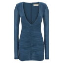 サンローラン Saint Laurent DRAPED JERSEY DRESS ウィメンズ ウェア トップス ワンピース・ドレス・オールインワン Blue F...