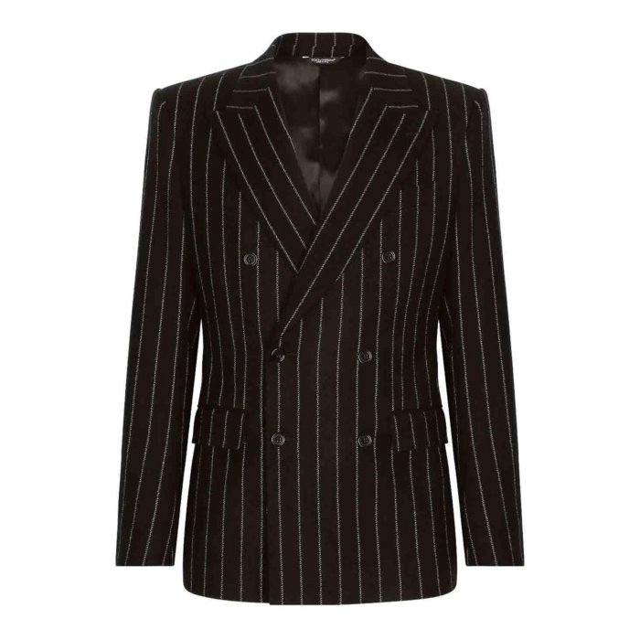 ドルチェガッバーナ Dolce & Gabbana Pinstripe Double-Breasted Blazer G2QU4TFRMD4S8051 Men スーツ・ジャケット Black 50 48 【送料無料・関税込】