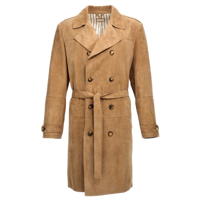 Brunello Cucinelli ブルネロ・クチネリ メンズ コート MPCAI1976CFP05 Suede trench coat Beige L M ...