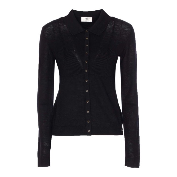 乐天商城 - Elisabetta Franchi エリザベッタ フランキ レディース ニット・セーター・カーディガン MK36S57E2110 Black Cardigan Buttons Closure Black 38 42 40 【送料無料・関税込】