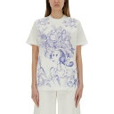 モスキーノ MOSCHINO COTTON T-SHIRT WITH PRINT 071504413002 Women Tシャツ・カットソー WHITE M S...