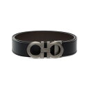 フェラガモ FERRAGAMO BRUSHED FINISH GANCINI REVERSIBLE BELT 6755420464231NEROHICKORY ...