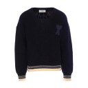 アミパリス AMI Paris Si Blue Ribbed V Neck Sweater メンズ ウェア トップス ニット・セーター・カーディガン Blue ...