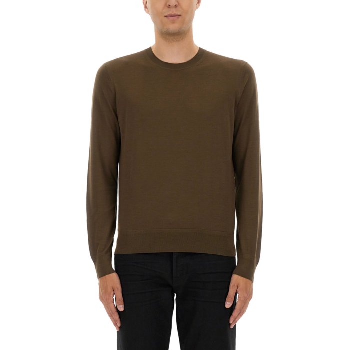 【楽天ブラックフライデー最大80%OFF+P2倍~】TOM FORD トムフォード メンズ ニット・セーター・カーディガン KCL006YMW103IG206 FINE MERINO VIRGIN WOOL SWEATER BROWN 52 50 【送料無料・関税込】