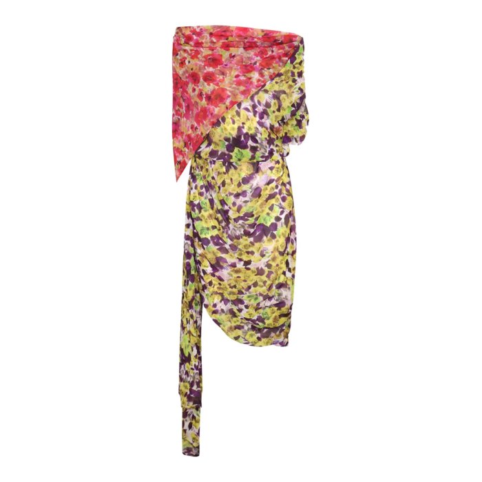 【楽天お買い物マラソン 最大75%OFF+最大P4倍】Dries Van Noten ドリスヴァンノッテン レディース ワンピース・ドレス・オールインワン 110646014202 Multicolour Silk Blend Dress Yellow 40 【送料無料・関税込】