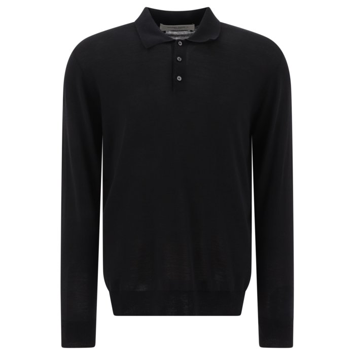 【楽天スーパーセール 最大80%OFF+P2倍~】Golden Goose ゴールデングース メンズ ニット・セーター・カーディガン GMP01353P00104190100 Wool long-sleeved polo shirt Black XL M L 【送料無料・関税込】