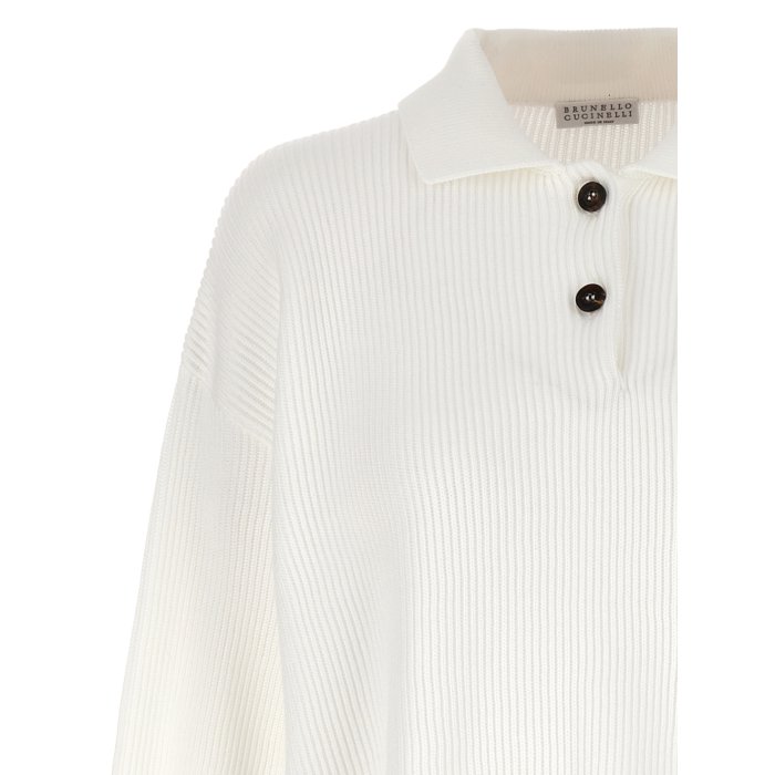 Brunello Cucinelli �֥�ͥ��������ͥ� ��ǥ����� �ݥ������ M19194705C159 English rib polo shirt White L S M XS XL ������̵�������ǹ���