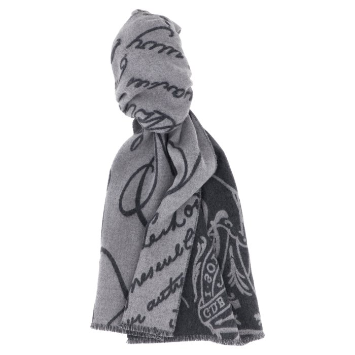 【美品】ベルルッティ　スクリット 大判マフラー　カリグラフィー　ウール　現行タグ 楽天市場】ベルルッティ マフラー ウール スクリット スカーフ SJ120