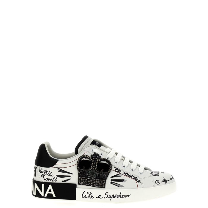 【楽天スーパーセール 最大80%OFF+P2倍~】Dolce & Gabbana ドルチェガッバーナ メンズ スニーカー CS1760A9AG189697 'Portofino' sneakers White/Black IT40 IT41 IT42 IT43 IT44 IT45 IT46 IT47 401/2 411/2 421/2 431/2 42 41 45 43 44 41.5 40 46... 【送料無料・関税込】